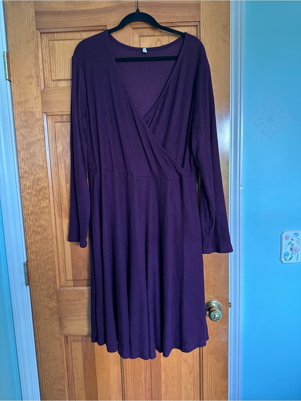 Amazon Long Sleeve Wrap-Front Dress in Plum